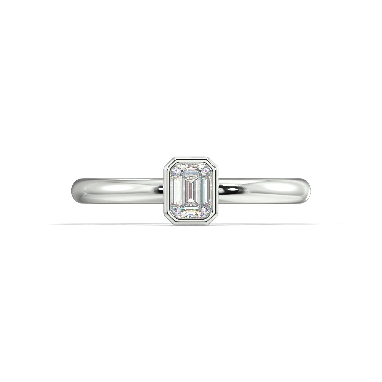 Avant Emerald Cut Diamond Bezel Set Diamond Ring Artelia