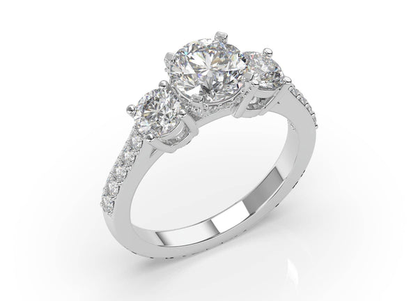 Lourdess Diamond Trilogy Engagement Ring (ART046) - Artelia Jewellery