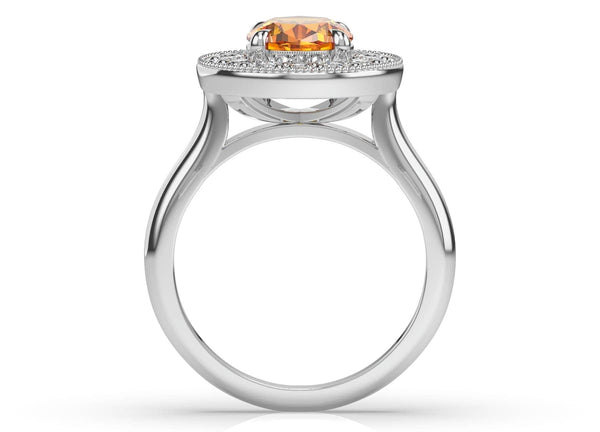 Citrine and Diamond Halo Ring - Artelia Jewellery