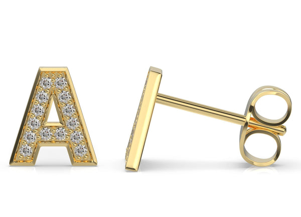 14KT White Gold Diamond Initial Stud Earring  Anne Sisteron