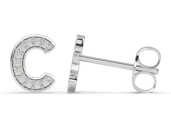 Initials Diamond Earring C - Artelia Jewellery