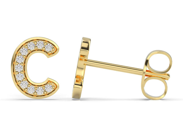 Initials Diamond Earring C - Artelia Jewellery