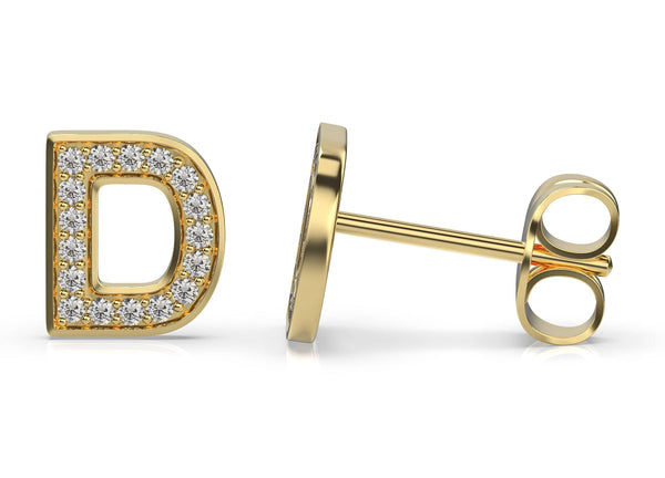 Initials Diamond Earring D - Artelia Jewellery
