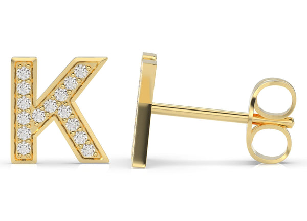 Initials Diamond Earring K - Artelia Jewellery