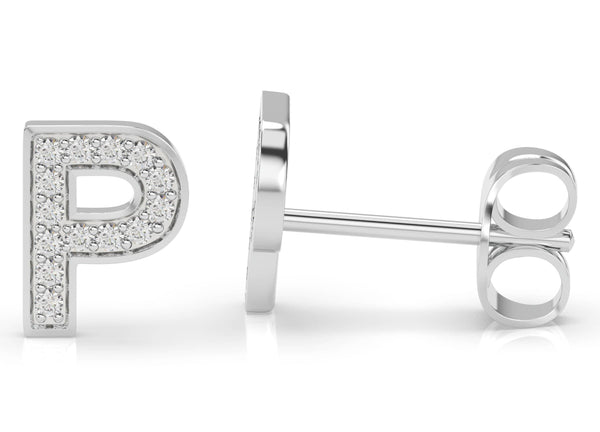 Initials Diamond Earring P - Artelia Jewellery