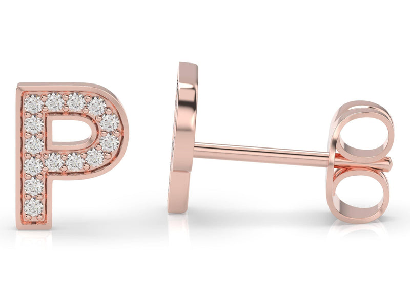 Initials Diamond Earring P - Artelia Jewellery