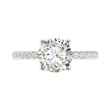 Round Diamond With Dropped Hidden Halo Engagement Ring