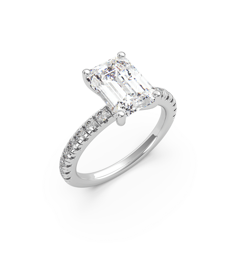 Emerald Cut Solitaire Diamond Engagement Ring (ARTSR01) - Artelia Jewellery