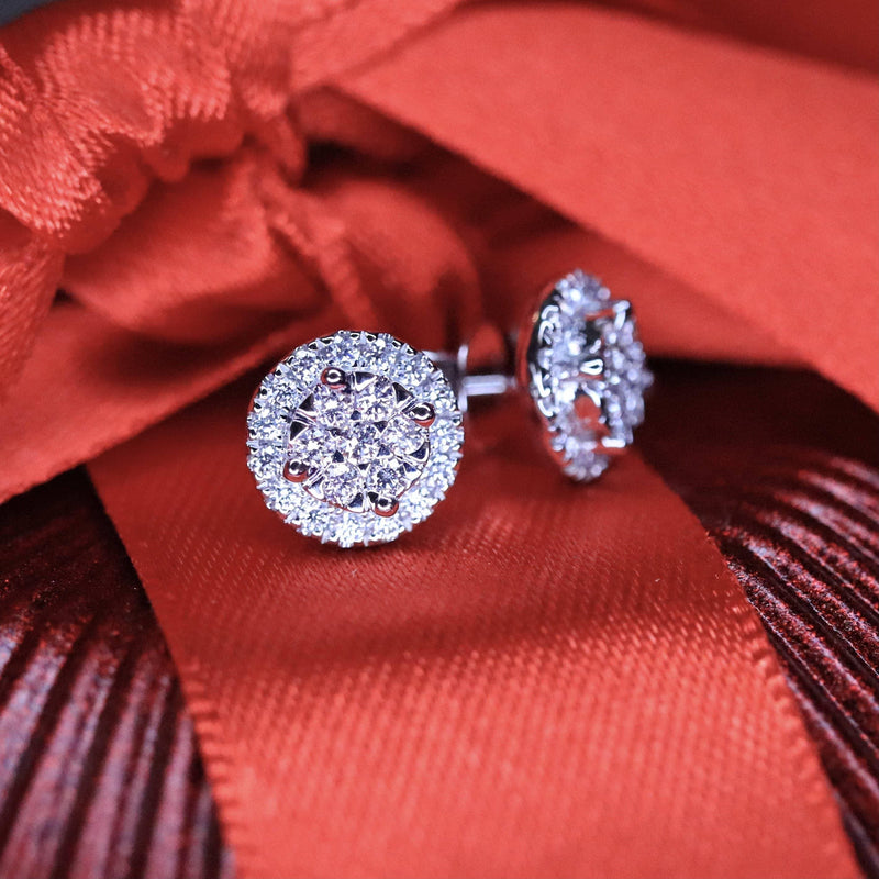Diamond Cluster Stud Earrings.