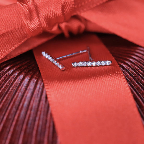 Diamond Bar Earrings - Artelia Jewellery
