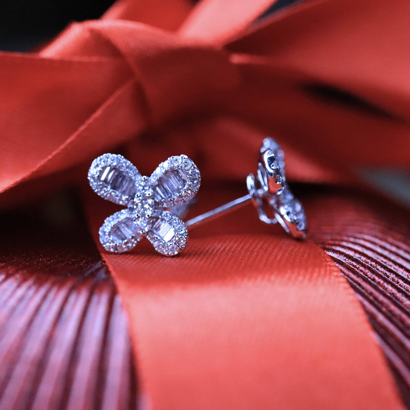 Baguette Cut Diamond Butterfly Earrings.