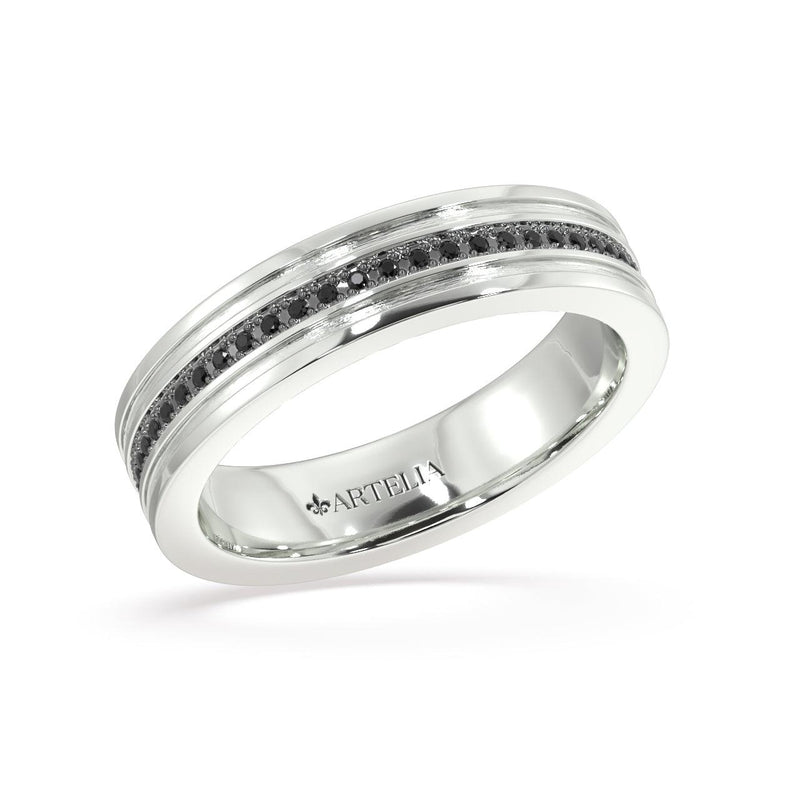 Night Fall 4mm Black Diamond Wedding Ring - Artelia Jewellery