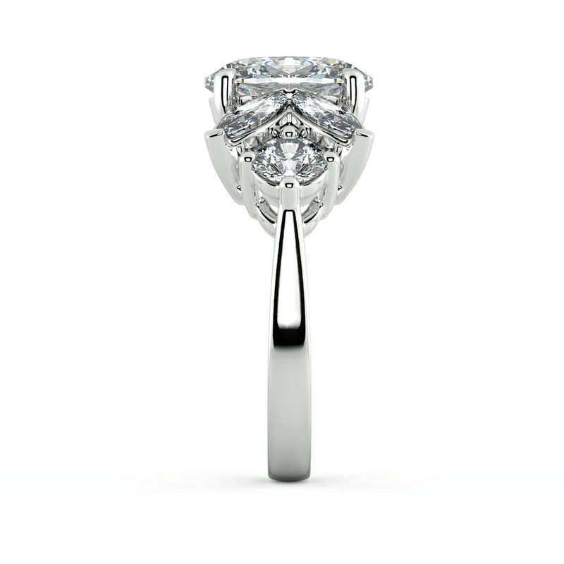 Tulip Oval Diamond Engagement Ring With Marquise Diamonds - Artelia Jewellery