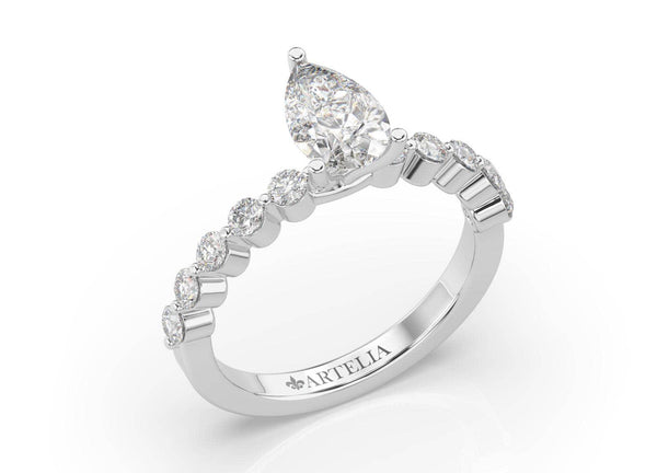 Melinda Pear Diamond Solitaire Engagement Ring - Artelia Jewellery