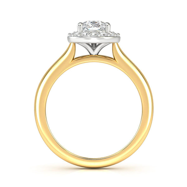 Two Tone Pear Diamond Halo Engagement Ring
