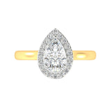 Two Tone Pear Diamond Halo Engagement Ring - Artelia Jewellery