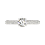 Round Diamond Solitaire Engagement Ring with Lady Luck Pave Band - Artelia Jewellery