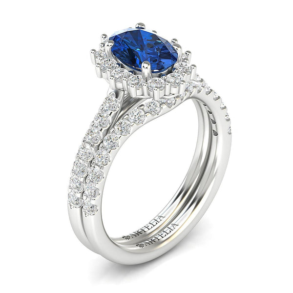 Natalia Sapphire and Diamond Ring Set - Artelia Jewellery