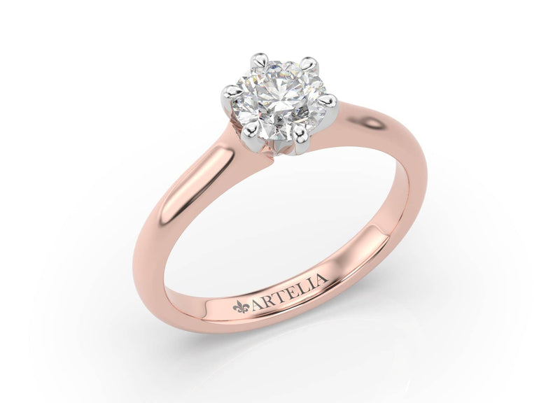 Artelia Signature Two Tone Round Diamond Solitaire Engagement Ring