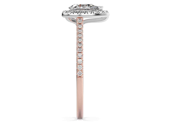 Two Tone Pear Diamond Halo Engagement Ring (ARTHR073) - Artelia Jewellery