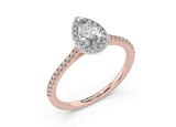 Two Tone Pear Diamond Halo Engagement Ring (ARTHR073)