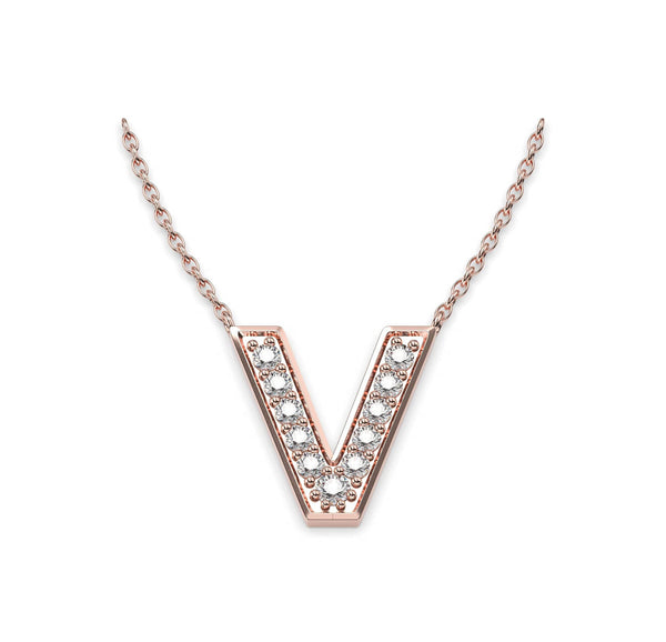 Diamond Initials Necklace V - Artelia Jewellery