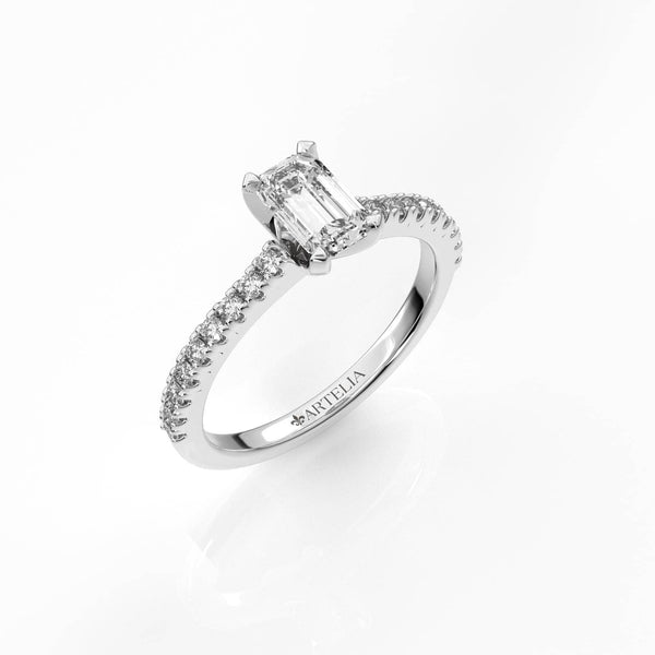 Emerald Cut Diamond Solitaire Engagement Ring (ARTSR106)