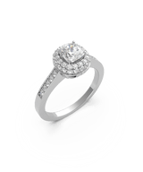 Cusion Cut Double Halo Diamond Engagement Ring (ARTDH02)