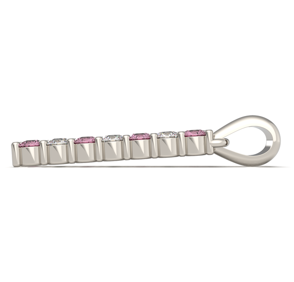 Pink & White Diamond Bar Pendant