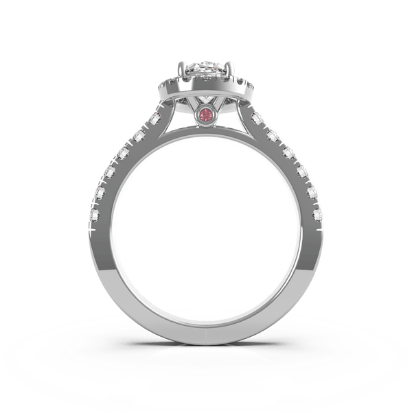 Rose Oval Diamond Halo Engagement Ring