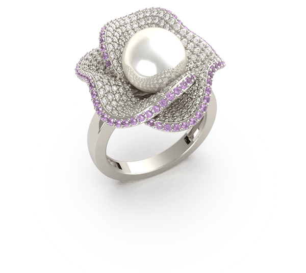 Fleur South Sea Pearl & Diamond Ring - Artelia Jewellery