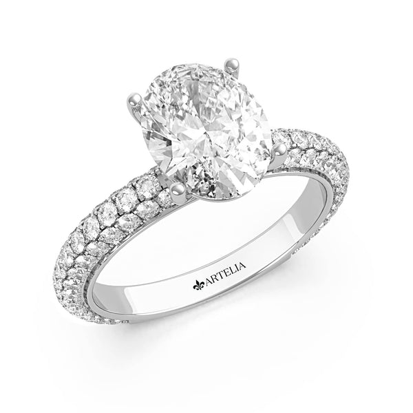 Oval Diamond Solitaire With A Pave Band (ARTSR079)